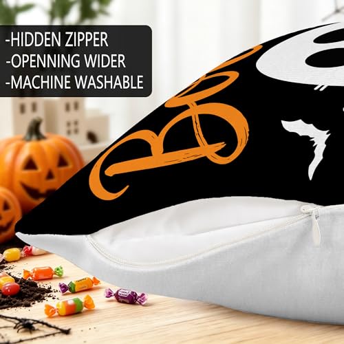 Halloween Pillow Covers Set of 2 | 18x18 Inch Ghost Decor