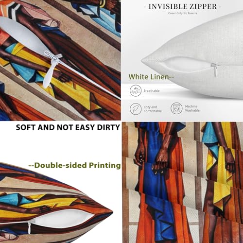 African Tribal Women Pillow Covers 18x18 Inches - Set of 2