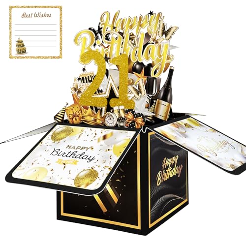 Handcrafted 3D Birthday Card for 21st Celebration - Eco-Friendly