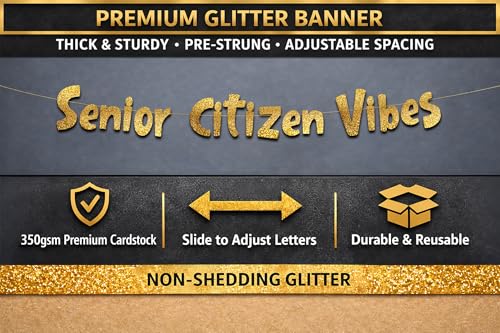 Pre-Strung Gold Glitter 21st Birthday Banner - Funny Party Decoration