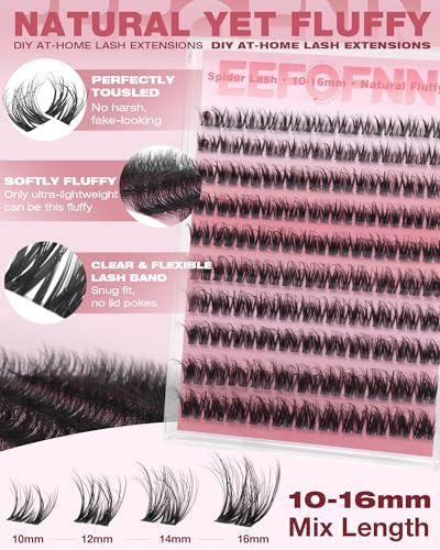 Eefofnn Wispy Lash Clusters 8-14mm DD Curl Individual DIY Eyelash Extensions