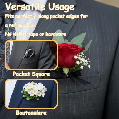 12 Pcs Pocket Boutonniere Holders for Men - Durable Plastic Sleeves