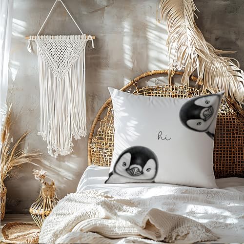 HONLUNG Penguin Throw Pillow Cover, 18x18 Inch Soft Flannel Case