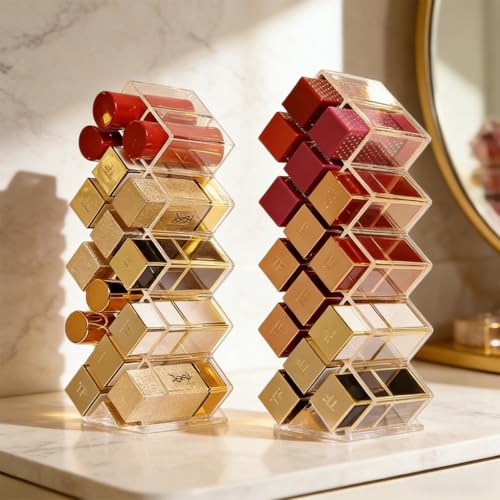 Acrylic Lipstick Organizer - 16-Slot Stackable Clear Makeup Holder