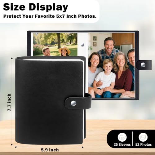 Xfveiwoo 2-Pack Small 5x7 Photo Album, Leather Brag Book for 104 Photos, Black