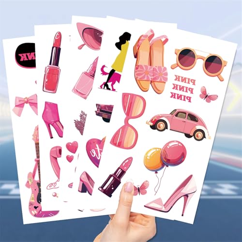 Pink Pastel Preppy Temporary Tattoos for Party Favors 10 Sheets