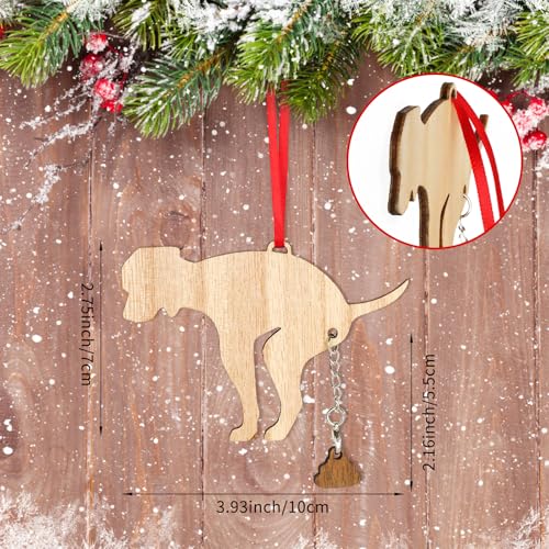 Naughty Dog Poop Christmas Ornament 2025 - Funny Wooden Decor