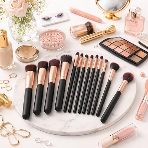 WILL OAK 16-Piece Professional Makeup Brush Set with Soft Synthetic Bristles