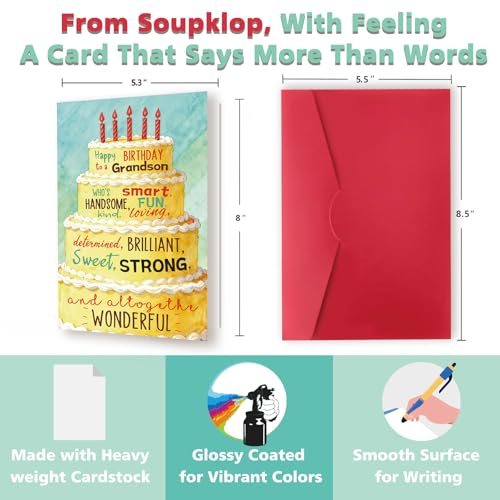 Grandson Birthday Card from Grandparents with Cute Cake Design