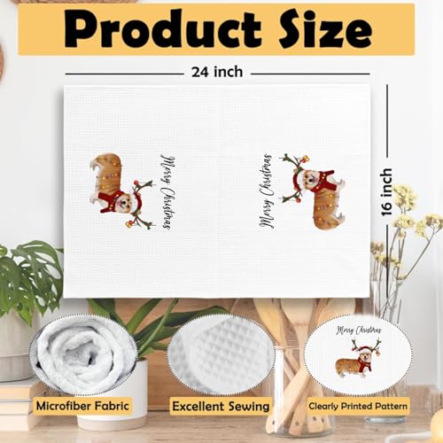 Funny Christmas Corgi Kitchen Towels - 24x16 Inch Tea Towels
