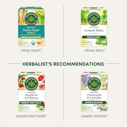 Traditional Medicinals Organic Rosy Mood Tea with Damiana & Butterfly Pea Flower - 16 Tea Bags (Pack of 2)