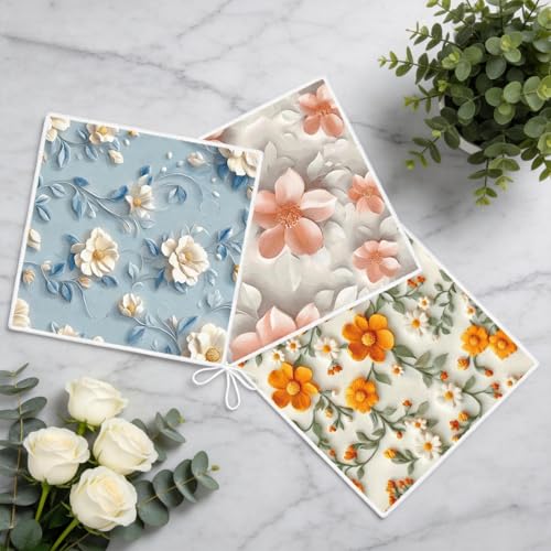 Reusable Microfiber Kitchen Dish Cloths - 6-Pack with Hanging Loops
