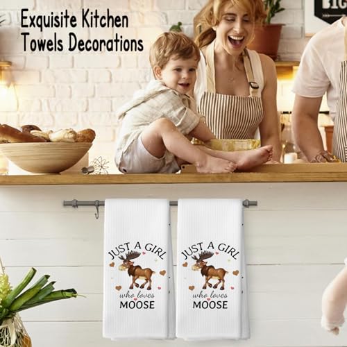 SQQCMM Funny Moose Kitchen Towel Waffle Weave Dish Towel