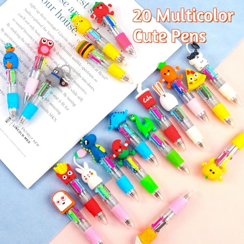 24Pcs Mini Multicolor Ballpoint Pens - 4-in-1 Cute Kids Pens Bulk