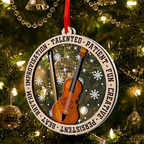 Violin Ornament for Christmas Tree - Wooden & Acrylic Decoration