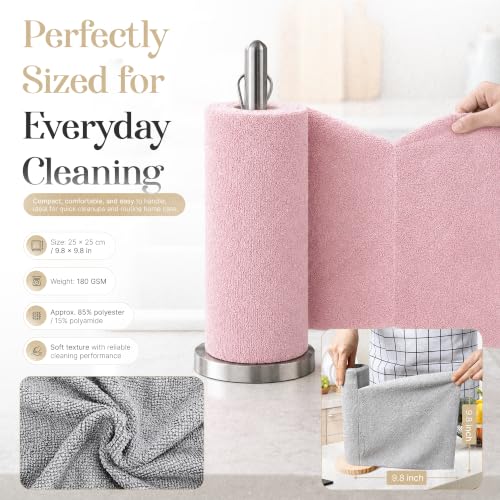 Reusable Microfiber Cleaning Cloth Roll - 20 Sheets, 11" x 10"