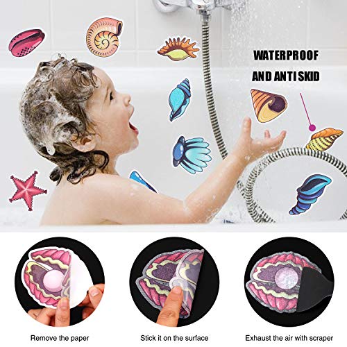 Secopad Non-Slip Bathtub Stickers, Sea Shell Shower Floor Decals - 16 Pack