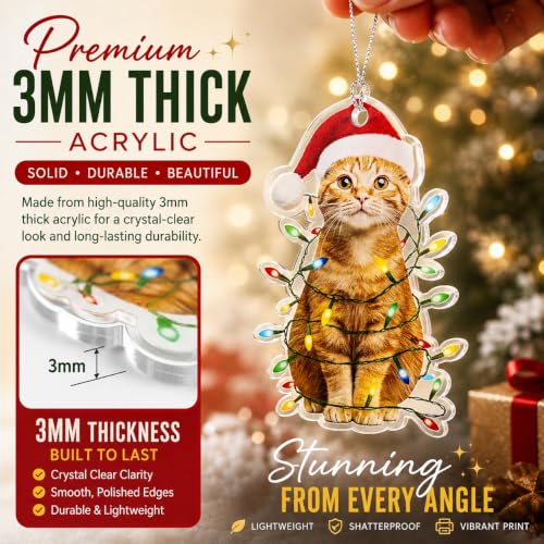 Cute Cat Christmas Ornament 2026 - Festive 4-Inch Acrylic Decor