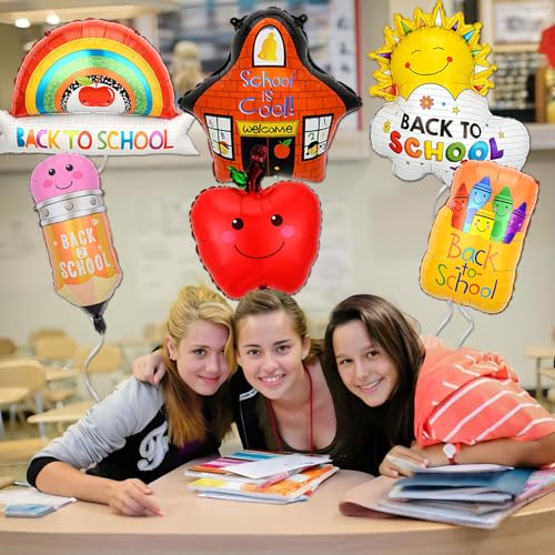 9Pcs Back to School Foil Balloon Set - School Bus, Pencil & Crayon Decor (3)