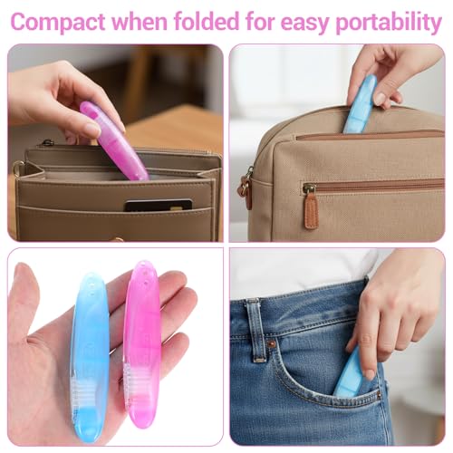 Portable Folding Toothbrush 2 Pack Soft Bristled Travel Kit