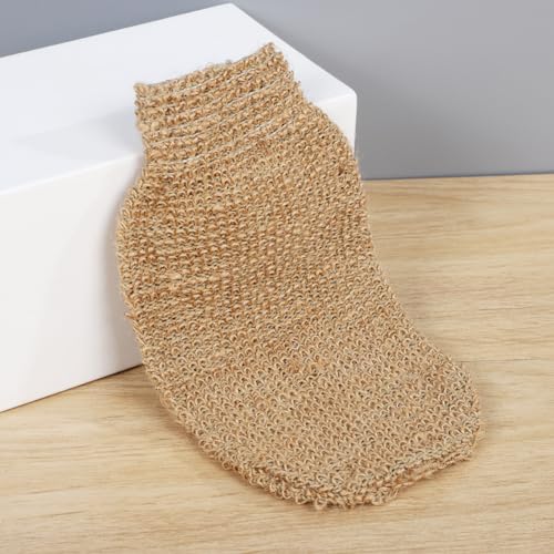 ccHuDE Exfoliating Bath Gloves 2-Pack Burlap Body Scrubber Mittens Beige
