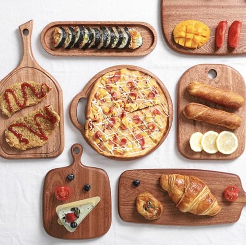 OBELGEOYA 7.7-Inch Square Acacia Wood Serving & Cutting Board with Handle
