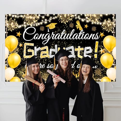 Graduation Party Backdrop - Congratulations Graduate Banner 70.8"x43.3"
