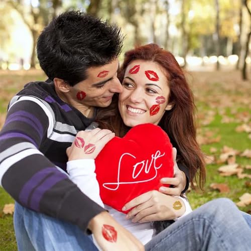 Valentine Lip Temporary Tattoo Stickers - 20 Sheets Heart Designs