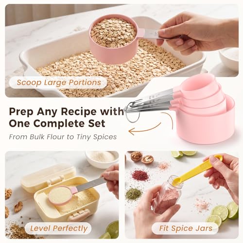 15-Piece Measuring Cups and Spoons Set with Stainless Steel Handles - Colorful & Durable