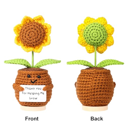 Lamyba Teacher Appreciation Gift Set with Crochet Sunflower, Bracelet & Keychain