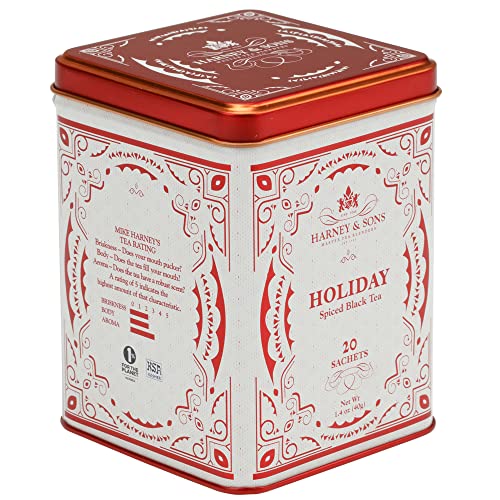 Holiday Black Tea in Decorative Tin - Spiced Citrus & Vanilla Flavored Blend