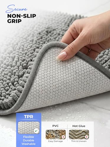 Utopia Home Non-Slip Microfiber Bath Rug 17x24 Inch - Grey