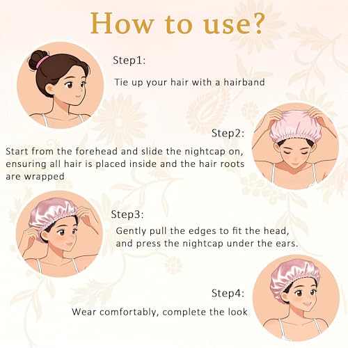 Satin Silk Hair Sleep Bonnet for Women Anti Frizz Night Cap