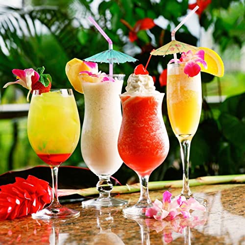 ALINK 100 Pcs Colorful Umbrella Drink Straws for Cocktails