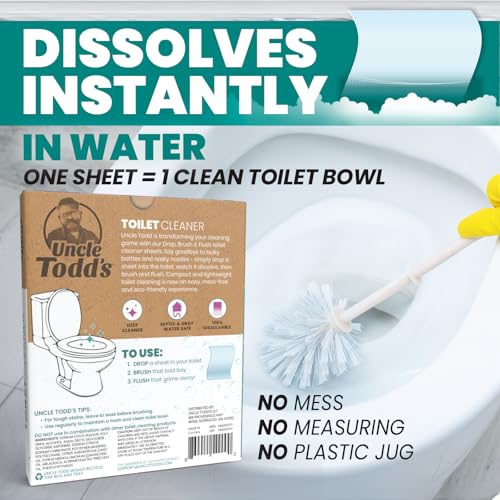 Uncle Todd's Toilet Cleaner Sheets - 30 Dissolvable, Plastic-Free