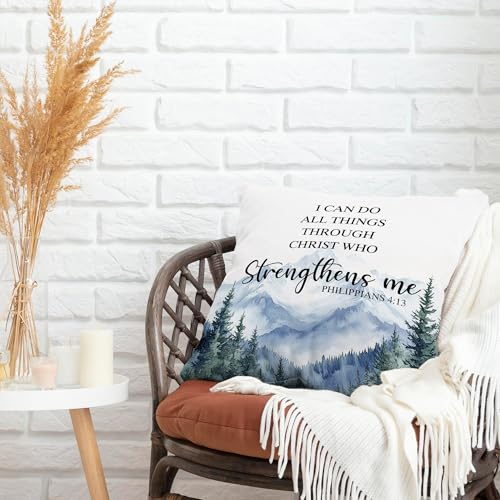 18x18 Christian Quote Decorative Throw Pillow Cover - I Can Do All Things