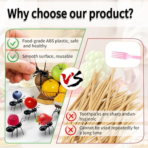 Ant-Shaped Toothpicks - 48 Reusable Party Forks for Appetizers