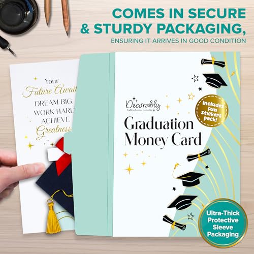 Gold Foil Graduation Money Holder Card with Tassel & Stickers