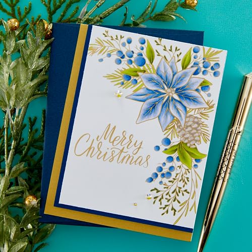 Letterpress Corner Die Set for Holiday Cardmaking - Poinsettia & Merry Christmas