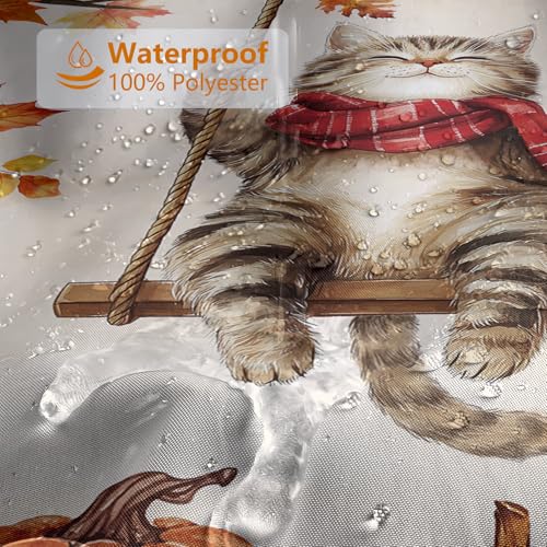 Thanksgiving Cat Pumpkin Shower Curtain - 72x72 Polyester Decor