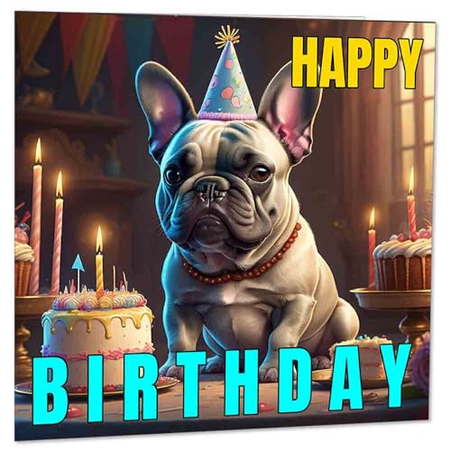 French Bulldog Birthday Card - Cute Dog Greeting Card 145 x 145mm