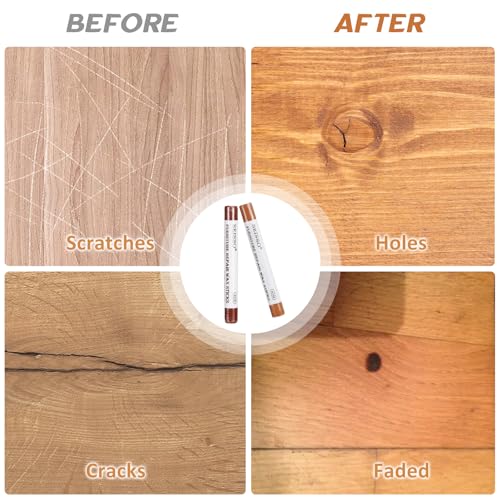 SEISSO 6 Colors Wood Filler Sticks for Furniture & Floor Touch-Ups - Repair Kit