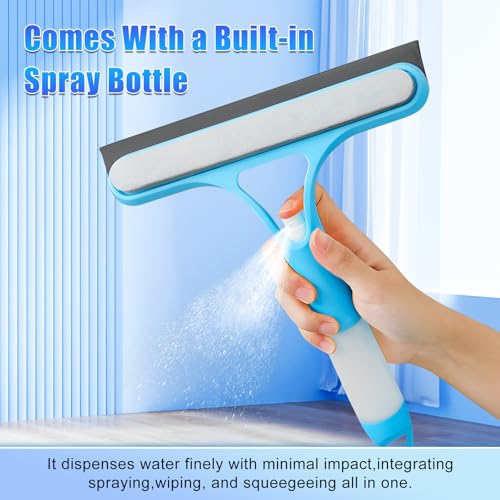 EuftEale Blue 3-in-1 Window Cleaning Squeegee with Spray - All-Purpose Glass & Surface Cleaner Tool