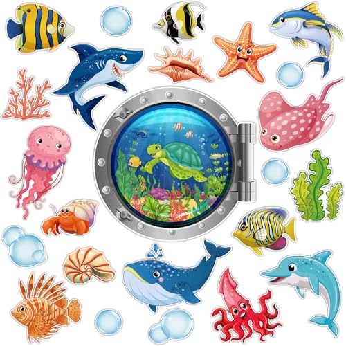 24 Pcs Ocean Sea Animal Door Magnets - Fish, Turtles, Sharks