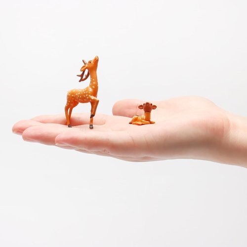 Exasinine Mini Deer Figurines - 12 Pcs Woodland Animal Set for Crafts & Fairy Garden Decor