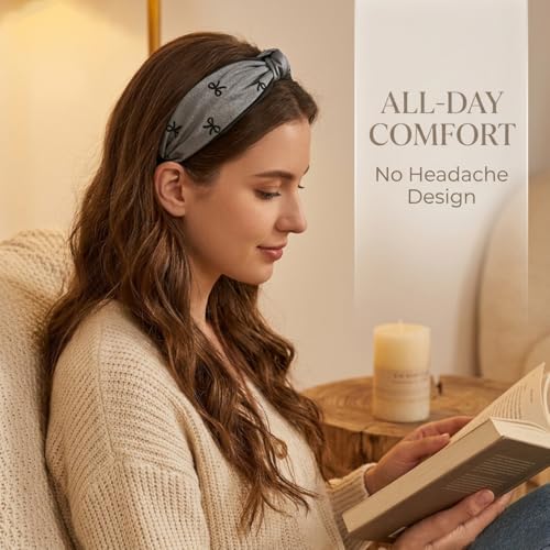 Elegant Bow Headband 3-Pack Non-Slip Wide Hair Bands for Women