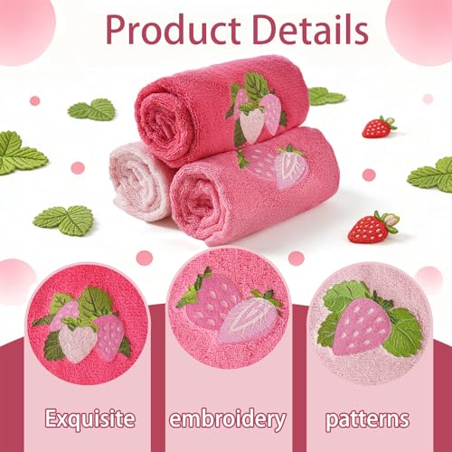 Embroidered Cotton Hand Towels Set - 3 Pack, 13x29 Inches