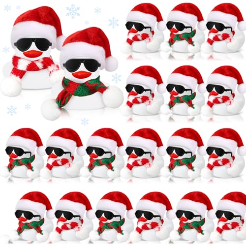 48 Sets Christmas Rubber Duck Toy with Sunglasses Hats & Scarves - Xmas Decor & Gifts