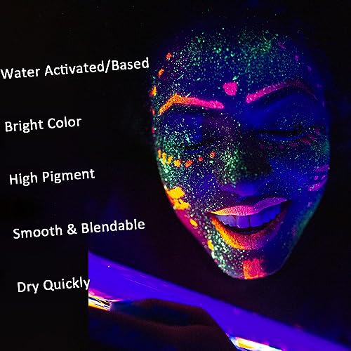 Mysense UV Blacklight Neon Face Paint and Water Activated Eyeliner Teal