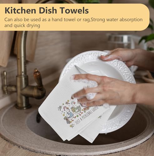 Cute Pickleball Goose Kitchen Towels - 16x24 Inch Decorative Hand Towels
